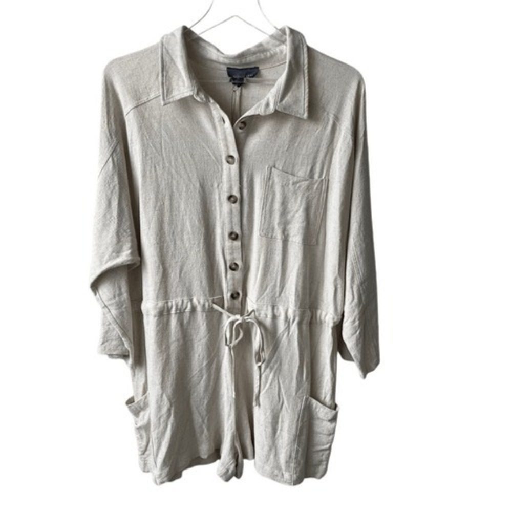 Hudson Gray Linen Blend Shorts Romper‎ cream large NWT